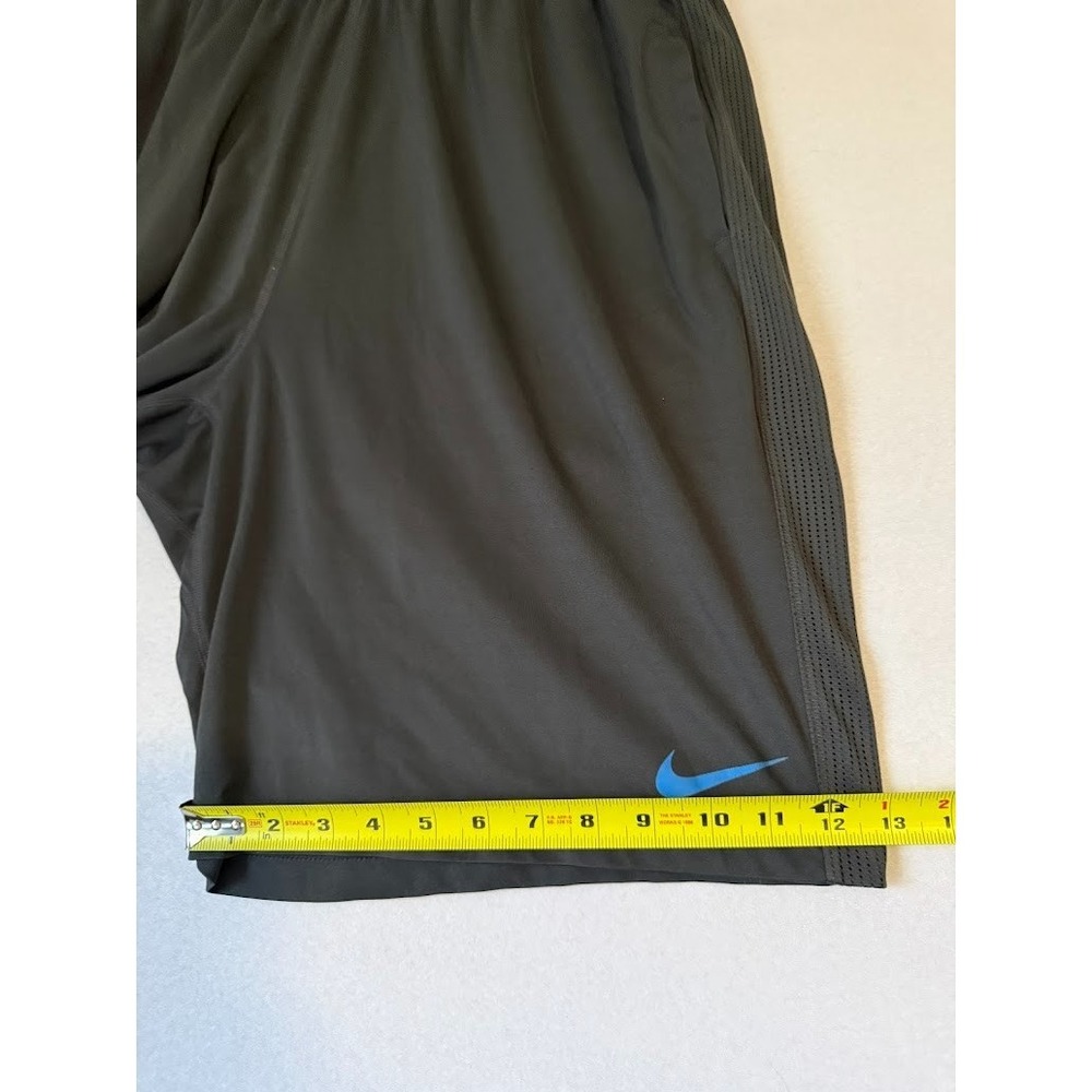 Nike Dri Fit Shorts Men L Gray Blue Vented Mesh Training Drawstring Breathable - Picture 9 of 16